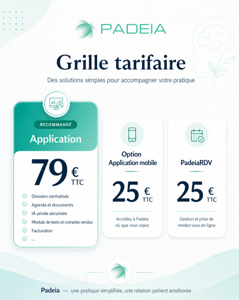 Grille tarifaire PadeiaLib A partir de 79 € par mois pour le module de base