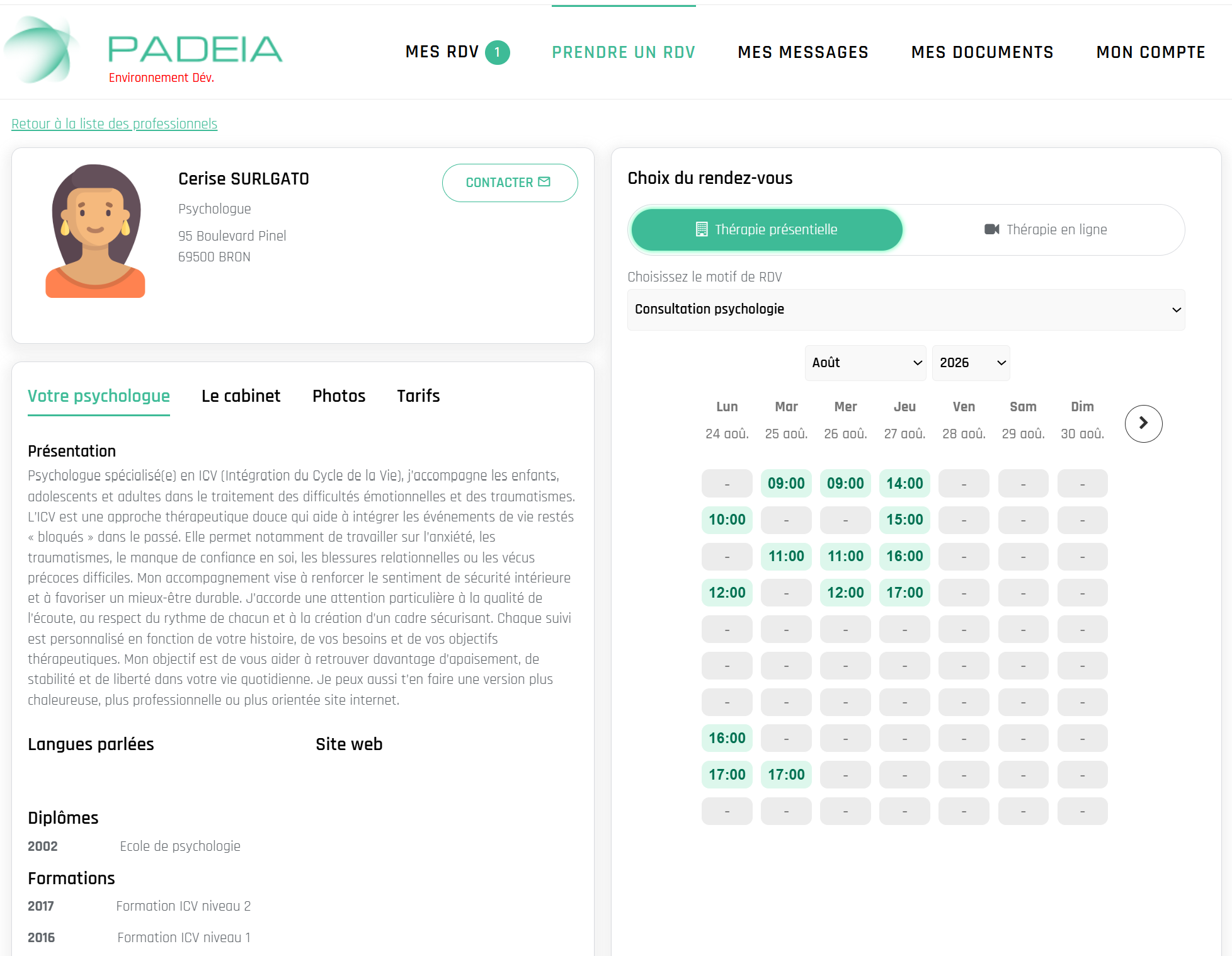 Prise de rendez-vous en ligne par le patient